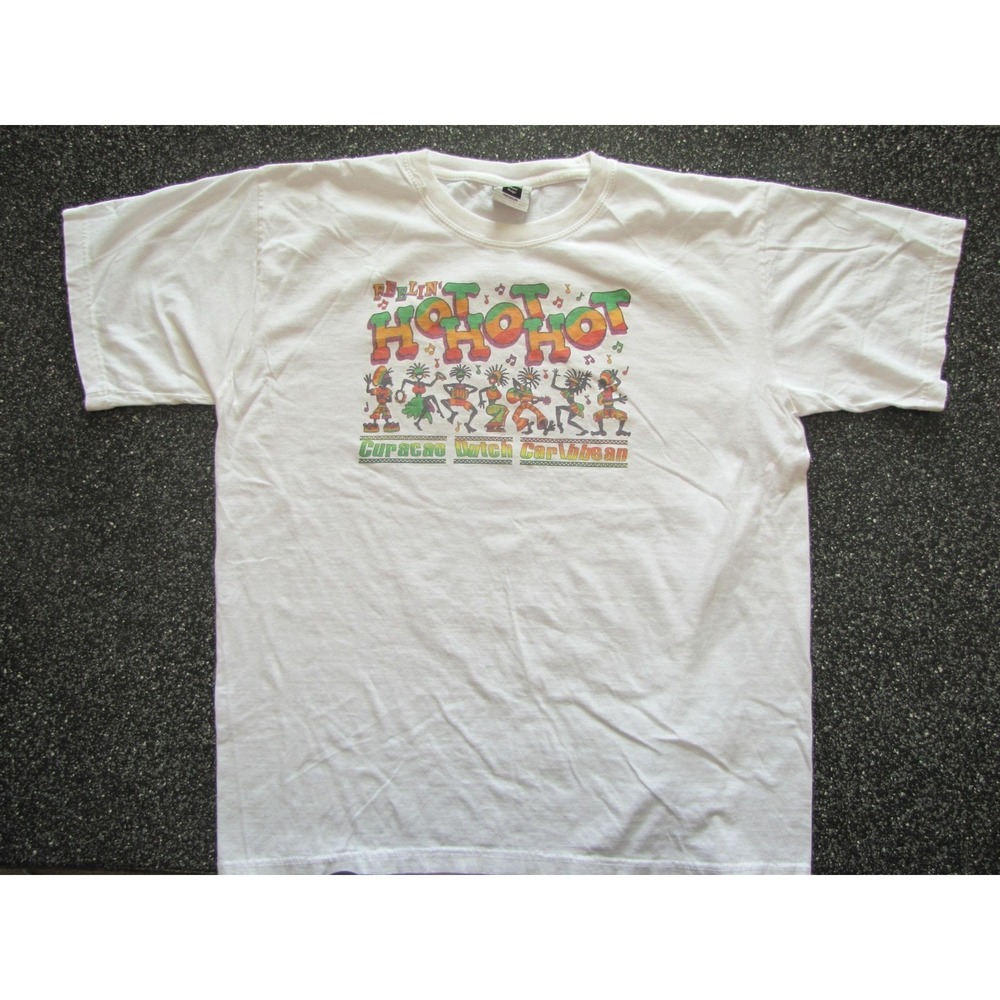 Curacao Hot Hot Hot Shirt Mens 2XL White Island Magic Graphic Carnival Souvenir